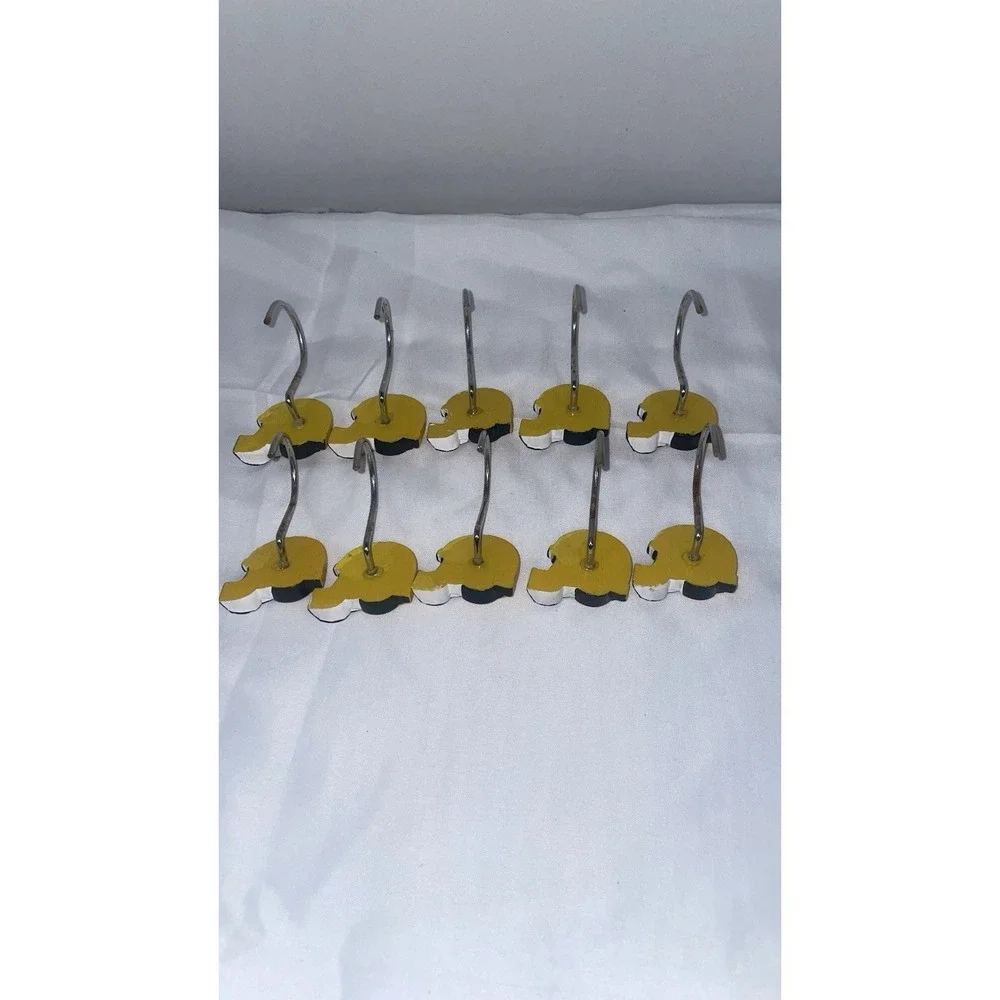 Green Bay Packers NFL Shower Curtain Hooks Set of 10 Yellow Helmet Bathroom